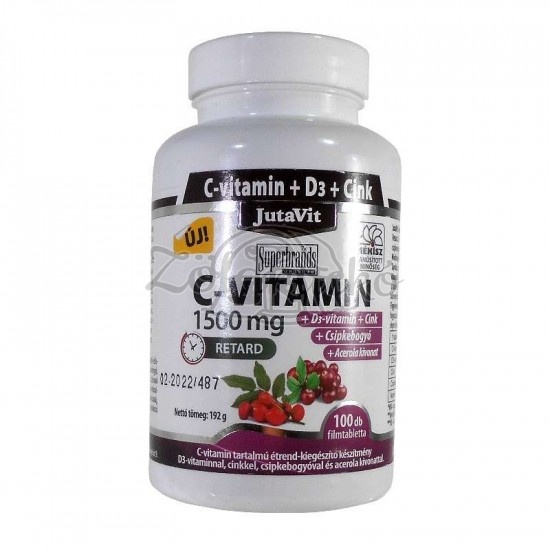 JutaVit C-Vitamin 1500mg+csipkebogyó+Acerola+D3-Vitamin+Cink 100 db