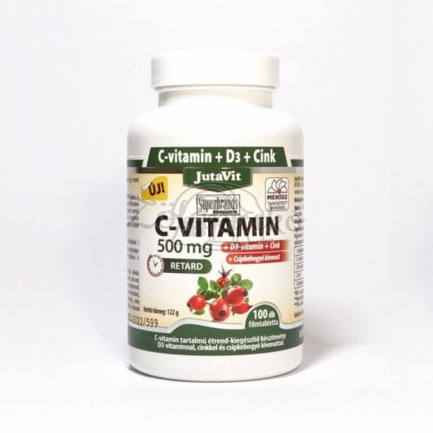 JutaVit C - Vitamin 500 mg + D3- Vitamin + Cink csipkebogyó kivonattal retard filmtabletta 100 db